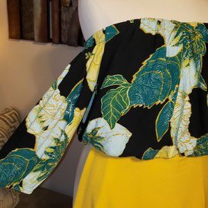 Free People black & green off shoulder top SZ LRG